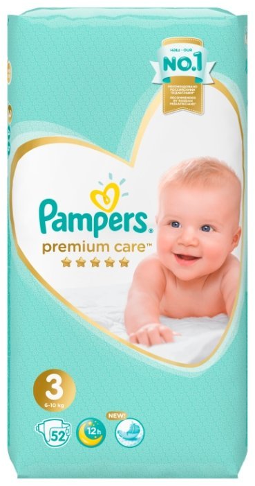 Отзывы Pampers подгузники Premium Care 3 (6-10 кг) 52 шт.