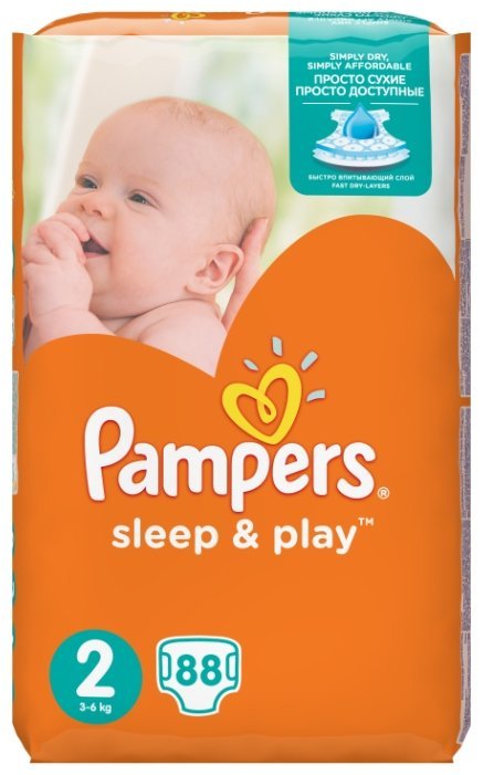 Отзывы Pampers подгузники Sleep&Play 2 (3-6 кг) 88 шт.