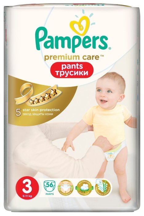 Отзывы Pampers Premium Care трусики 3 (6-11 кг) 56 шт.