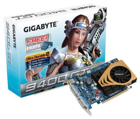 Отзывы GIGABYTE GeForce 9400 GT 550Mhz PCI-E 2.0 512Mb 800Mhz 128 bit 2xDVI TV HDCP YPrPb